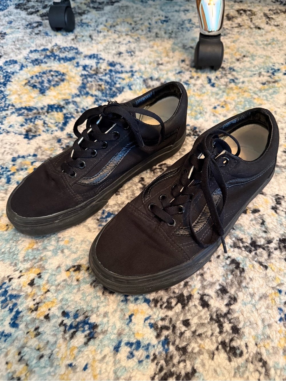 Vans Old Skool Black Shoes Canvas Sneakers Low Lace Front Womens 7.5/Mens 6 - Picture 3 of 8